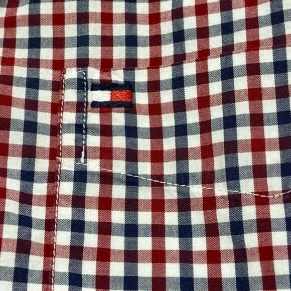 Tommy Hilfiger Shirt Men's Small Red White Blue Plaid Long Sleeve Button Up EUC - Picture 12 of 13